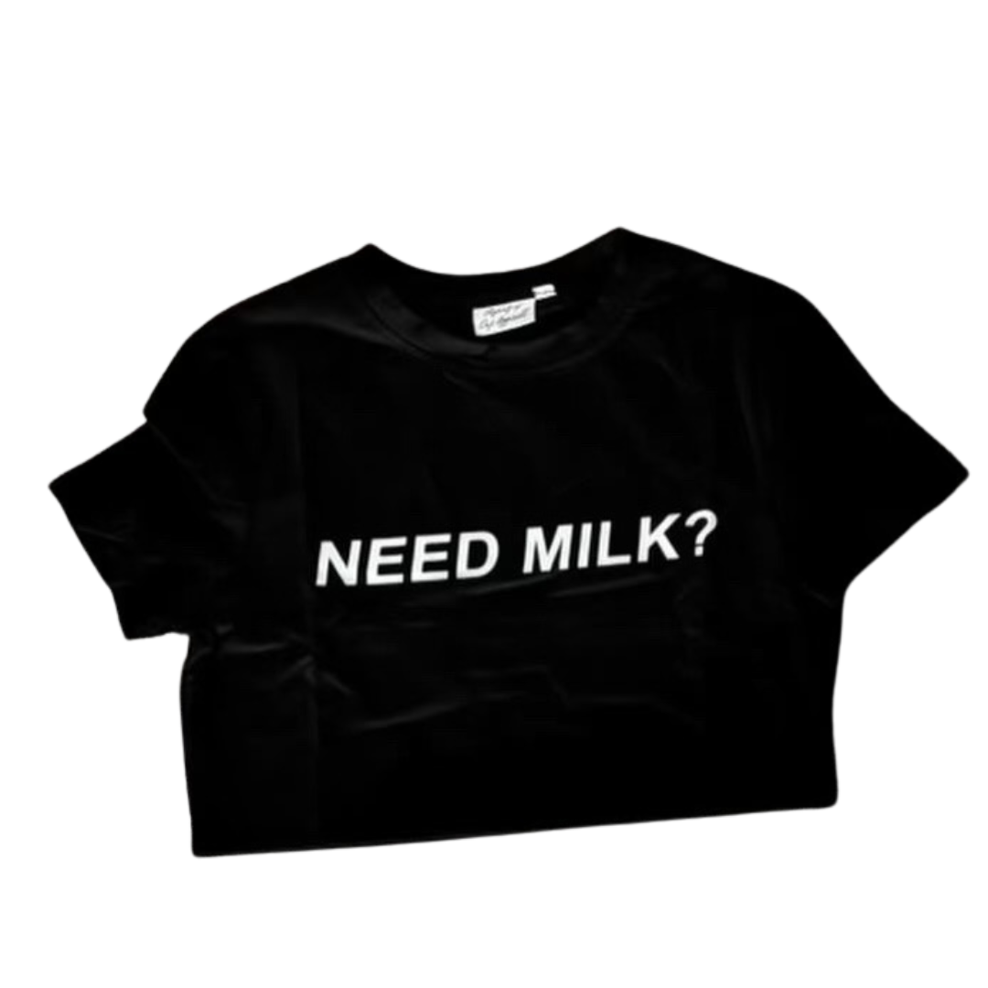“Need Milk” crop top (black)