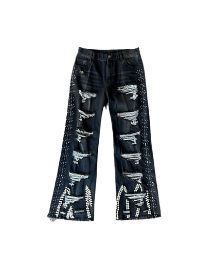 ONYX ACID BLACK RHINESTONE DENIM