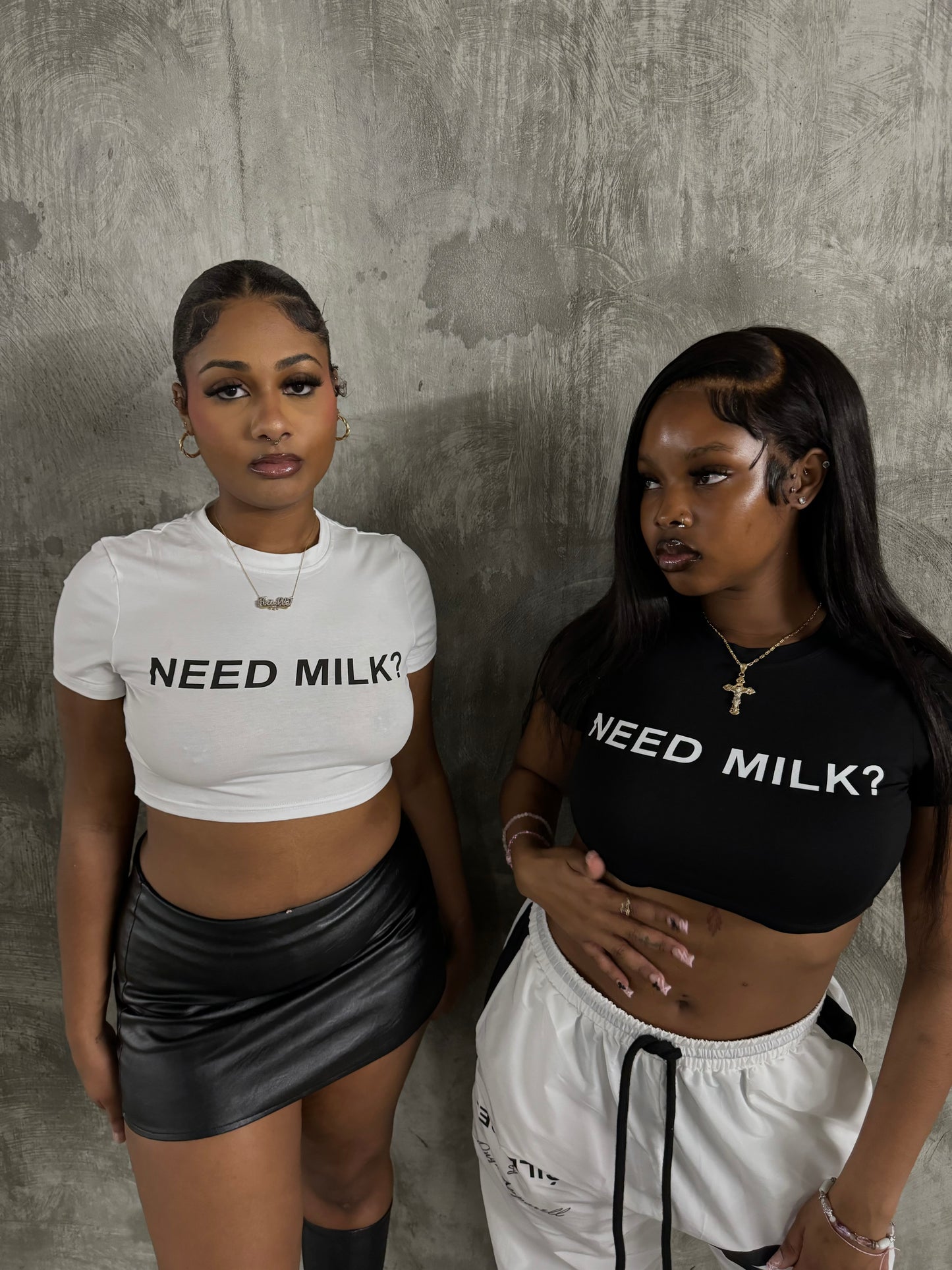 “Need Milk” crop top (black)